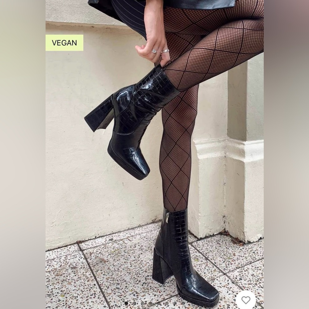 Princess Polly Black Vegan Heeled Boots